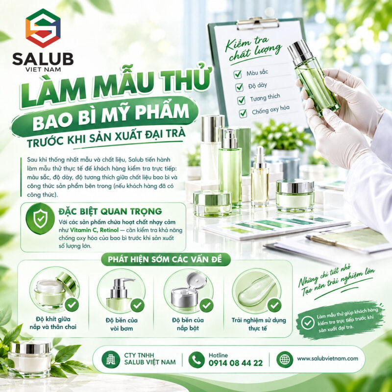 Làm mẫu thử bao bì mỹ phẩm trước khi sản xuất đại trà