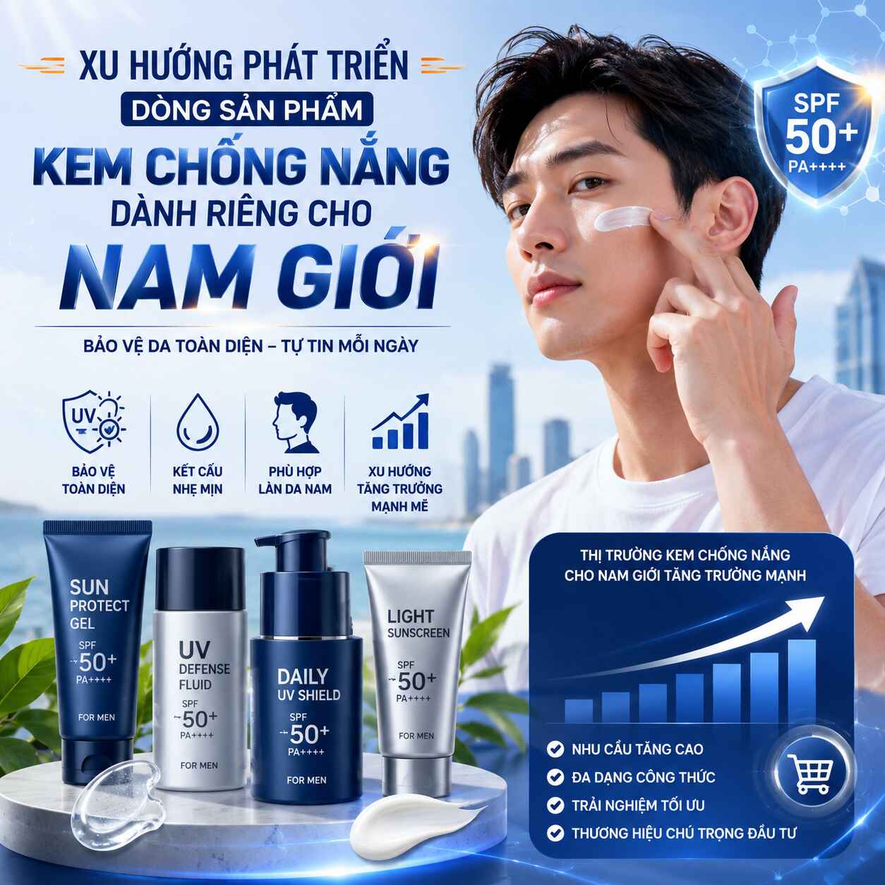 Xu hướng phát triển dòng sản phẩm kem chống nắng dành riêng cho nam giới