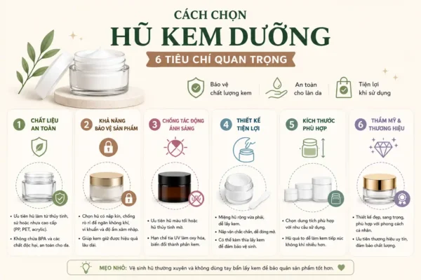 tiêu chí chọn hũ kem dưỡng da phù hợp cho thương hiệu mỹ phẩm