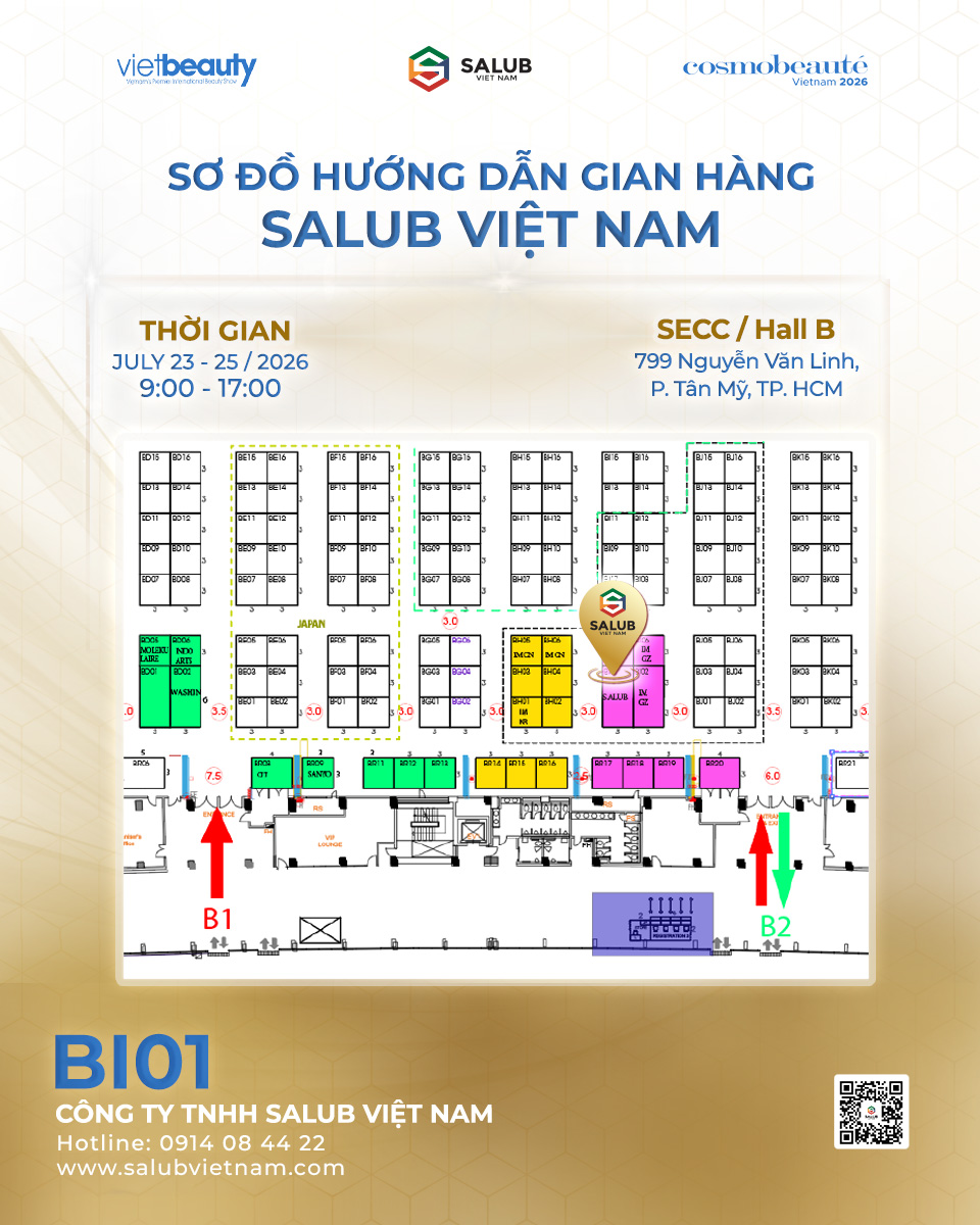 Sơ đồ hướng dẫn gian hàng Salub Việt Nam BI01, Hall B, SECC