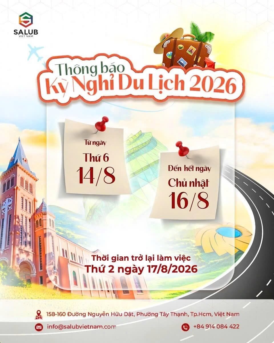 Lịch nghỉ Salub Việt Nam 2026 - thông báo nghỉ du lịch thường niên