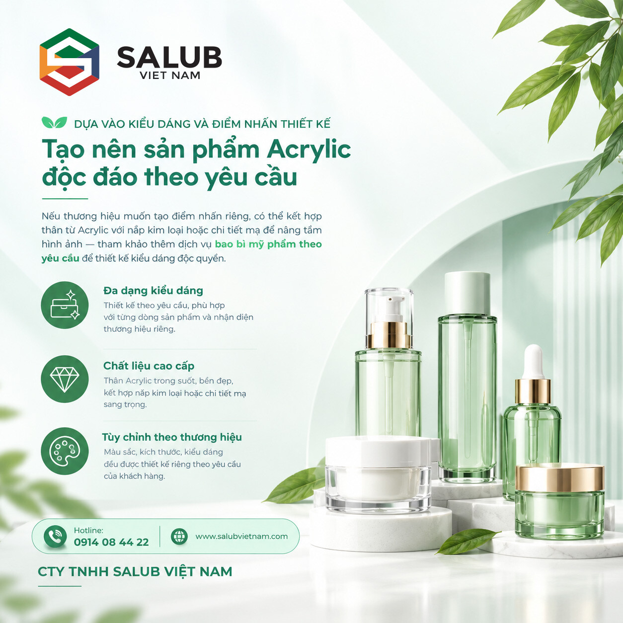 Cách chọn chai lọ Acrylic cao cấp mỹ phẩm phù hợp cho thương hiệu